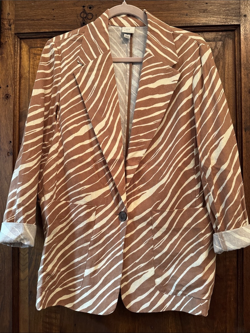 Universal Thread Zebra-Print Blazer Jacket - Brown & Cream